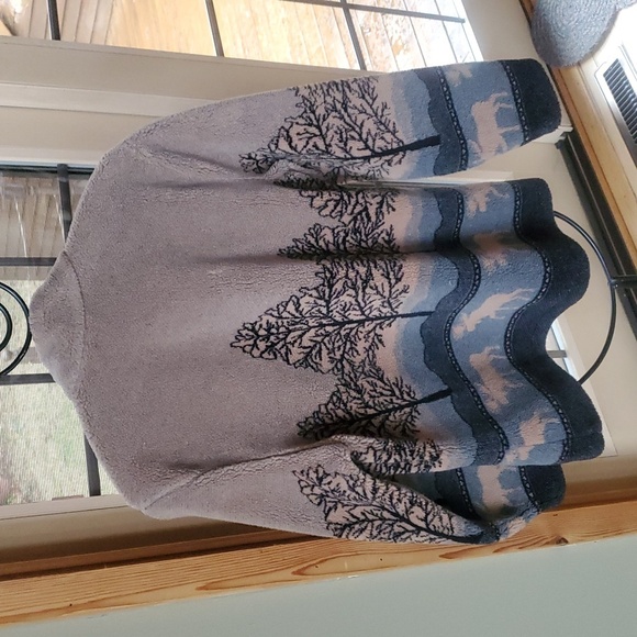 Black Diamond Vintage Fleece Full Zip Sz M Jacket with Nature Print. Made In USA - Picture 8 of 10